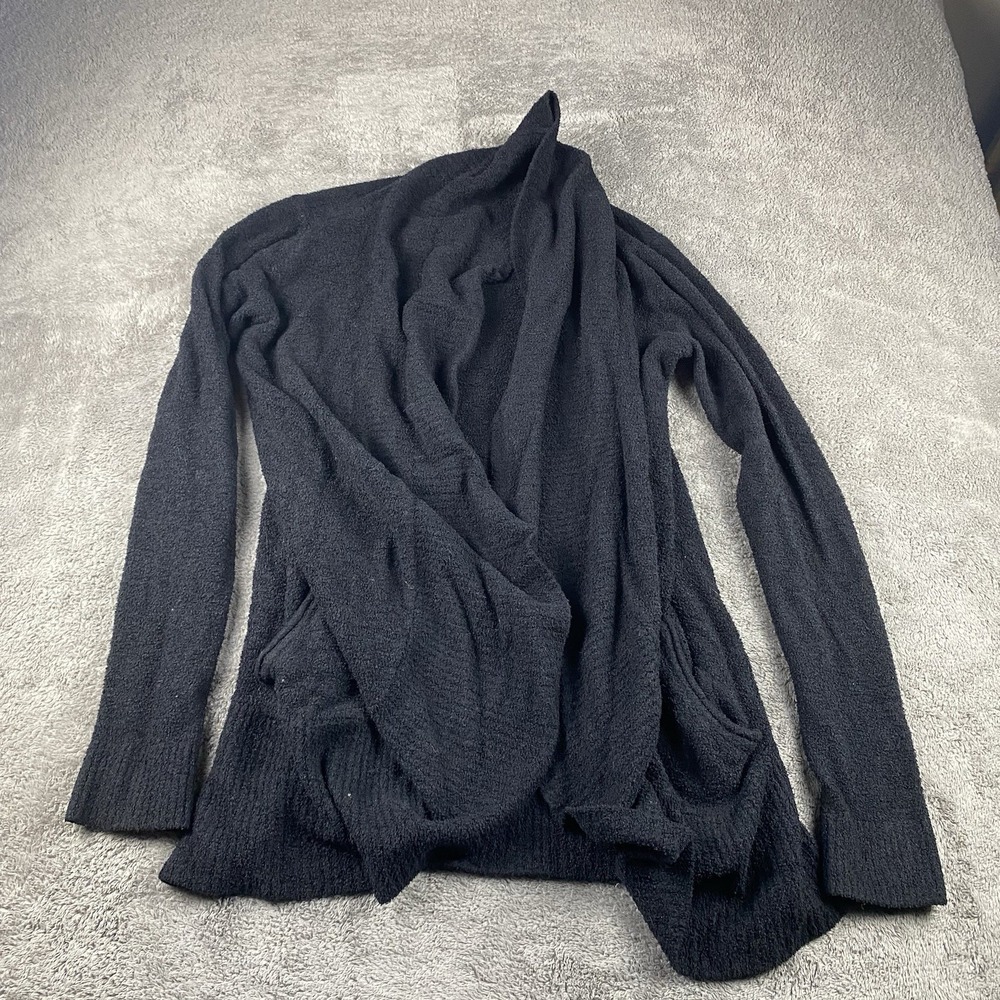 Barefoot Dreams CozyChic Lite Open Long Sleeve Soft Cardigan Womens Medium Black